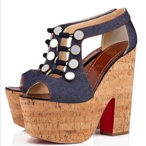 Christian Louboutin Ordonanette denim heels RETAIL 995